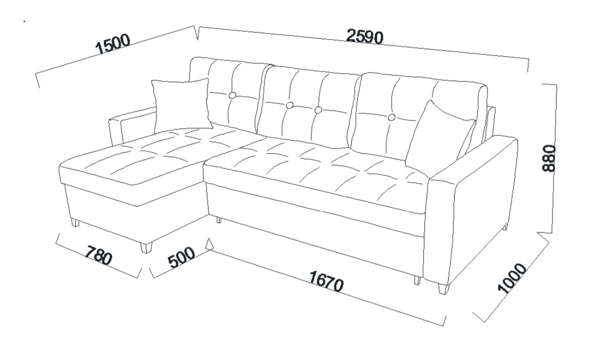 Mocca Ecksofa mit Schlaffunktion und Bettkasten, L-Form, Schlaffsofa mit Bettfunktion, inkl. 3 Rückkissen und 2 Armlehnenkissen