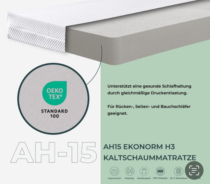 AH15 EKONORM H3 KALTSCHAUMMATRATZE, 15 CM HÖHE